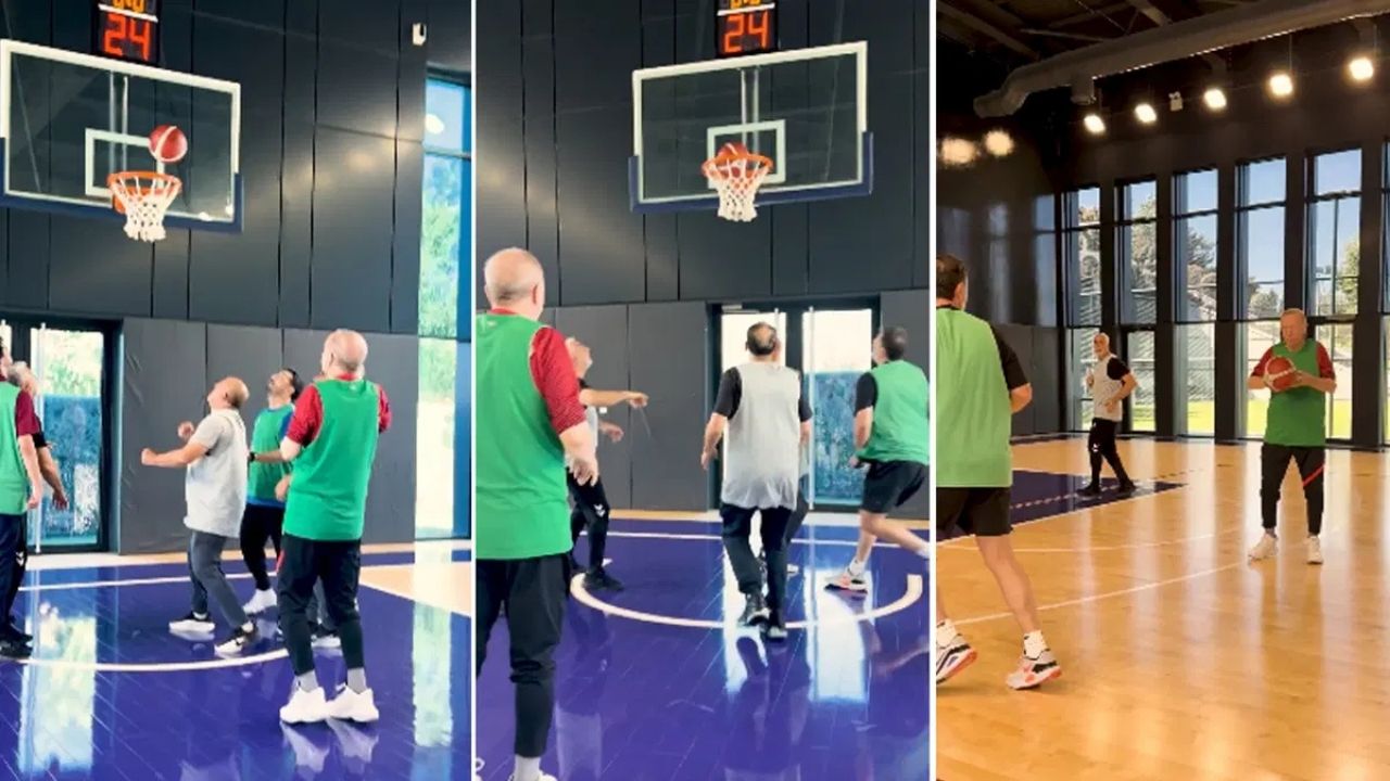Cumhurbaşkanı Erdoğan Çalışma Arkadaşlarıyla Basketbol Oynadı